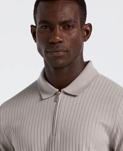 Perry Ellis Men's Ribbed Quarter Zip Polo