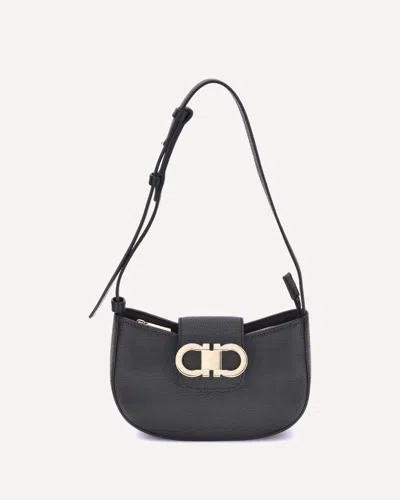 Ferragamo Gabry Black Calf Leather Shoulder Bag
