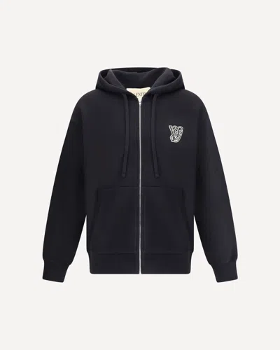 Valentino Garavani Brushed Cotton Hoodie With Vg Patch In Black