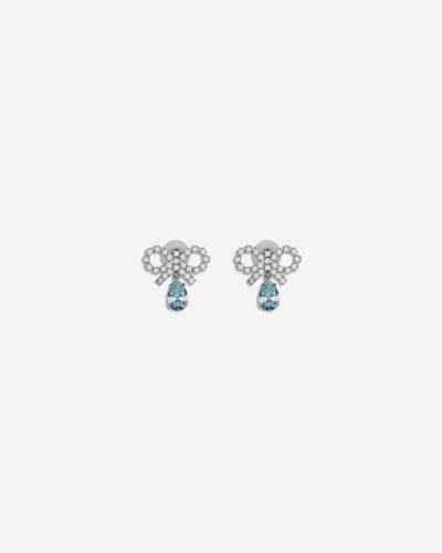Self-portrait Women Dangling Earrings With Bows In Metallic