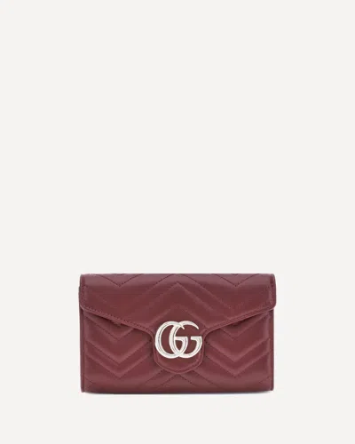 Gucci Women Gg Marmont Wallet With Chain In Brown