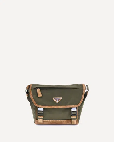 Prada Men Re-nylon And Leather Medium Shoulder Bag In Green