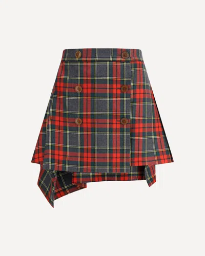 Vivienne Westwood Asymmetric Wrap Skirt With Check Pattern And Button Fastening