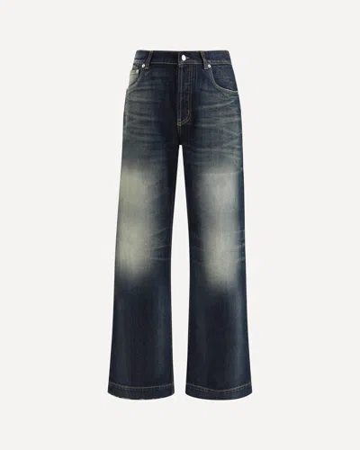 Alexander Mcqueen Wide Leg Faded Jeans