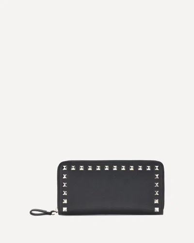 Valentino Rockstud Zipped Wallet In Black