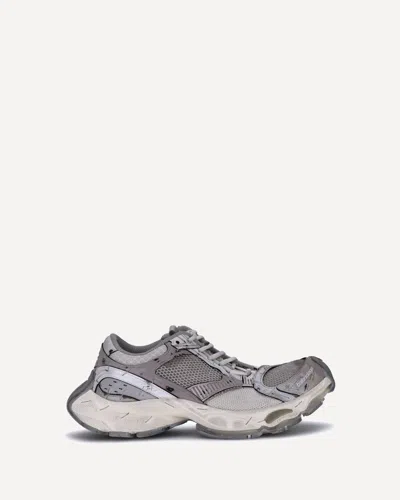 Balenciaga Multicolor Synthetic Leather And Mesh Stapler Sneakers In Gold