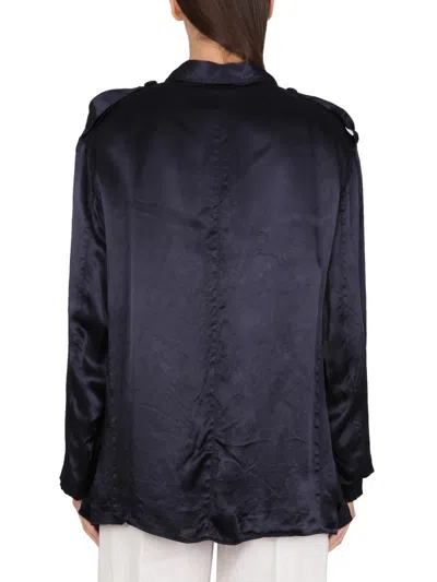Aspesi Single-breasted Jacket With Epaulets In Blue