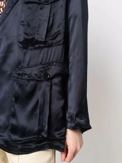 Aspesi Single-breasted Jacket With Epaulets In Blue