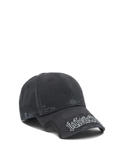 Balenciaga Black Drill Blackletter Script Cap In Black