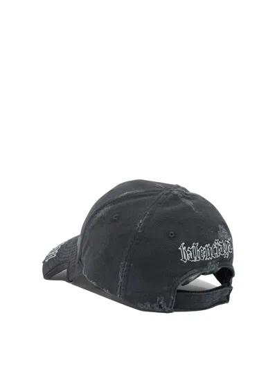 Balenciaga Black Drill Blackletter Script Cap In Black