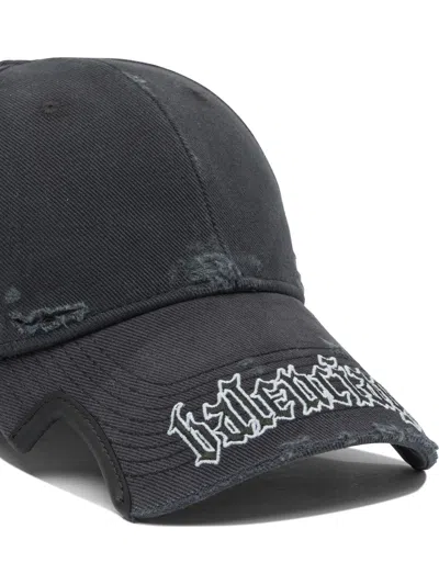 Balenciaga Black Drill Blackletter Script Cap In Black