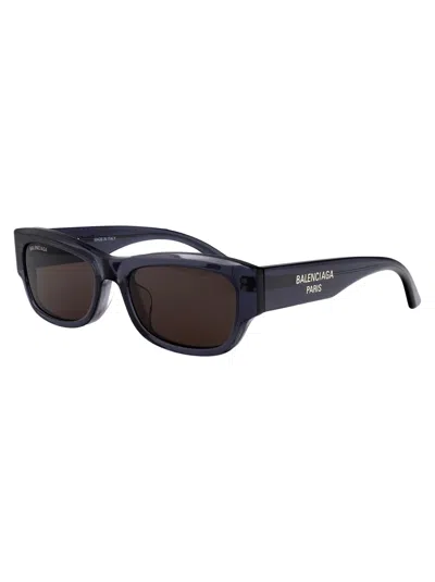 Balenciaga Grey-grey-grey Recycled Acetate Sunglasses In Black