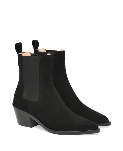 Gianvito Rossi Wylie Suede Western Chelsea Booties In Black