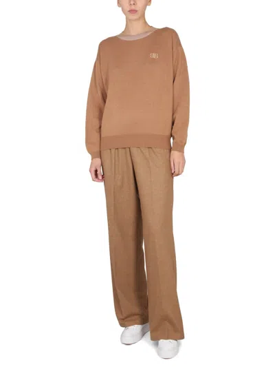 Ballantyne Embroidered Logo Knitwear Shirt In Brown