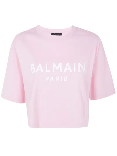Balmain Logo Print Cropped T-shirt