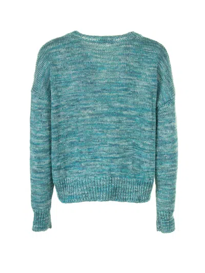 Base Milano Aquamarine Crew Neck Sweater In Blue