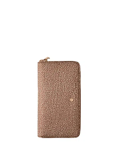 Borbonese Wallet In Recycled Op Fabric And Leather In Brown
