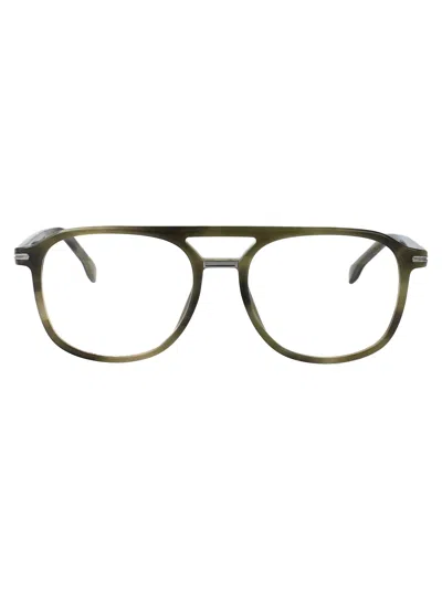 Hugo Boss Boss Green Horn Acetate Glasses In Green