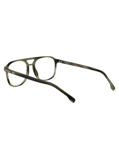 Hugo Boss Boss Green Horn Acetate Glasses In Green