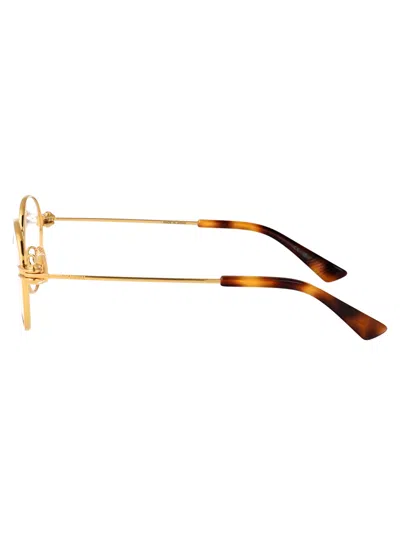 Bottega Veneta Gold-gold-transparent Metal Glasses In Gold