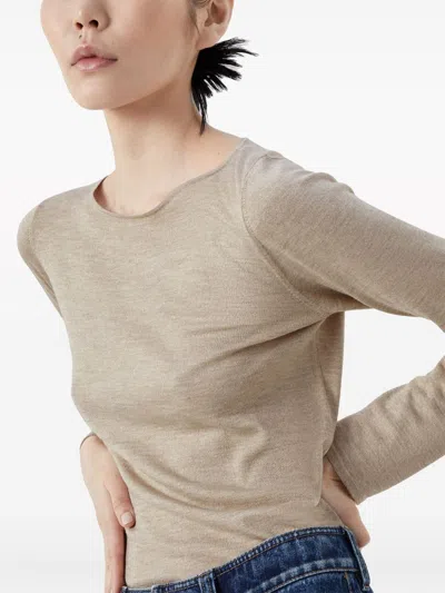Brunello Cucinelli Cashmere And Silk Sweater In Neutral