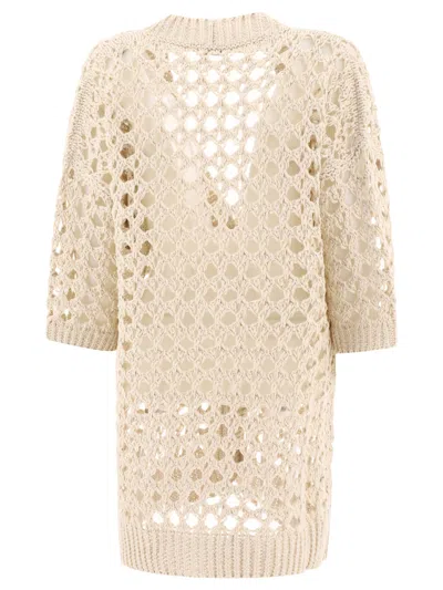 Brunello Cucinelli Jute And Cotton Mesh Cardigan