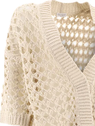 Brunello Cucinelli Jute And Cotton Mesh Cardigan