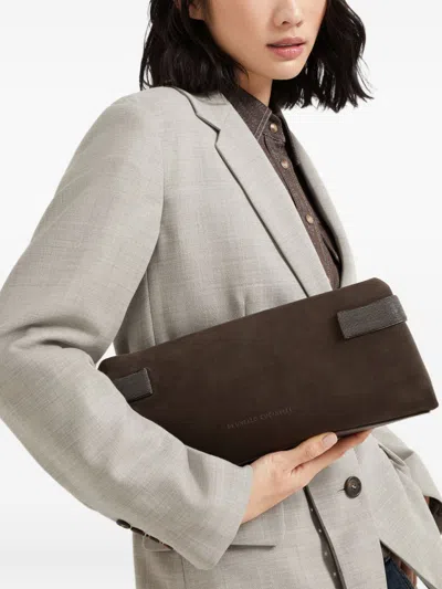 Brunello Cucinelli Suede Leather Clutch Bag