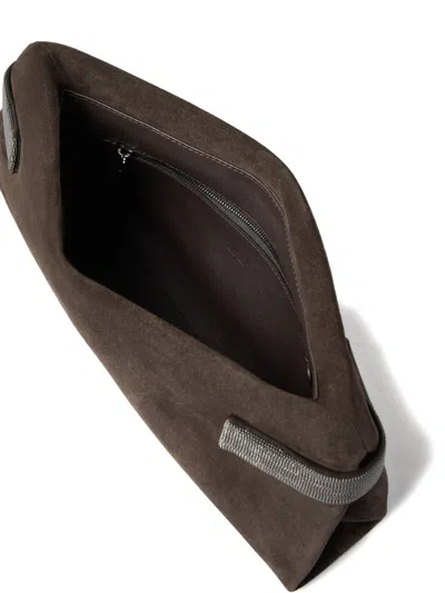Brunello Cucinelli Suede Leather Clutch Bag