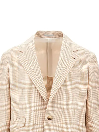 Brunello Cucinelli Men Suit-type Linen Jacket In Neutral