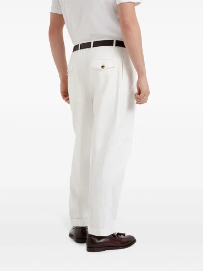 Brunello Cucinelli Men Garment-dyed Leisure Fit Pants In White