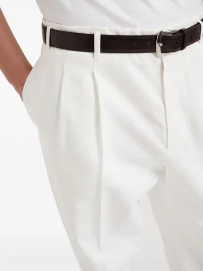 Brunello Cucinelli Men Garment-dyed Leisure Fit Pants In White