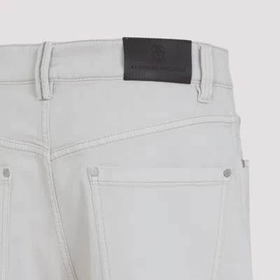 Brunello Cucinelli Garment Dyed Grey Cotton Jeans In Gray