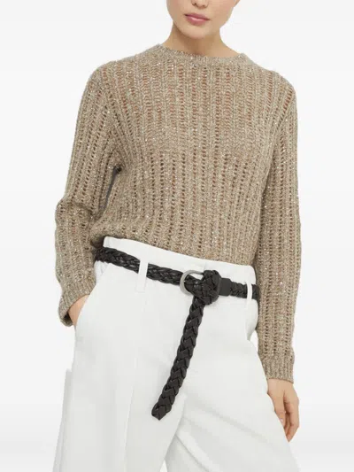 Brunello Cucinelli Beige Crewneck Sweater