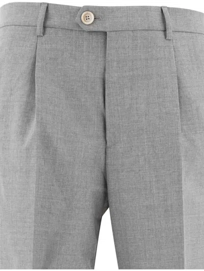 Brunello Cucinelli Wool Grey Classic Trousers In Gray