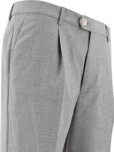 Brunello Cucinelli Wool Grey Classic Trousers In Gray