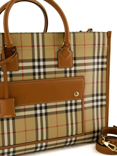 Burberry Medium Freya Tote Bag In Check Pattern