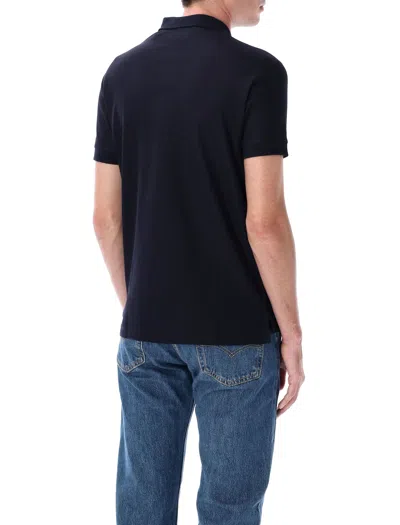 Burberry Logo Embroidered Straight Hem Cotton Polo Shirt In Black