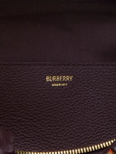 Burberry Highland Beige Handbag With Ekd Patch On The Front And All-over Check Motif In Cotton Blend Woman
