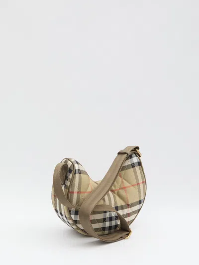 Burberry Curved Shoulder Bag With Classic Check Pattern And Gold-tone Hardware In Multi