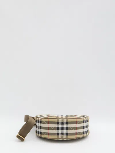 Burberry Curved Shoulder Bag With Classic Check Pattern And Gold-tone Hardware In Multi