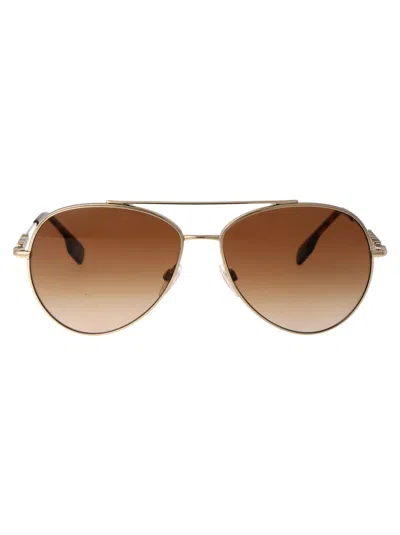 Burberry Womens Gold Be3147 Aviator-frame Metal Sunglasses