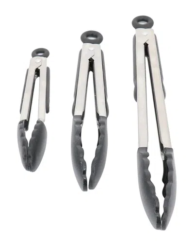 Oster Baldwyn 3 Piece Stainless Steel Kitchen Tongs Set In Black