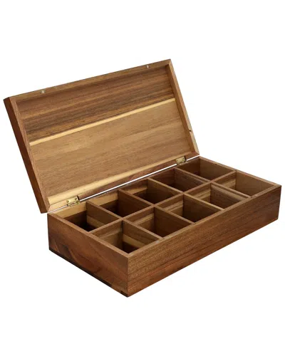 Megachef Acacia Wood 10 Compartment Tea Box In Brown
