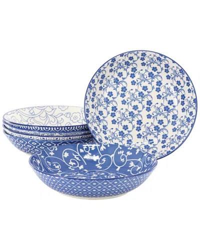 Elama Aurora 6pc Assorted Stoneware Bowl Set In Blue