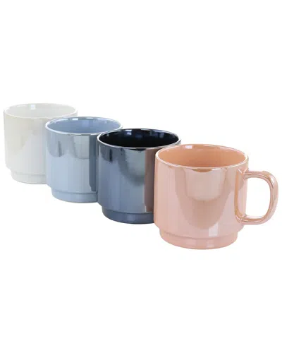 Mr Coffee Mr. Coffee Cafe Celestial 4 Piece 14.8 Ounce Stoneware Pearlized Mug Set In Multi