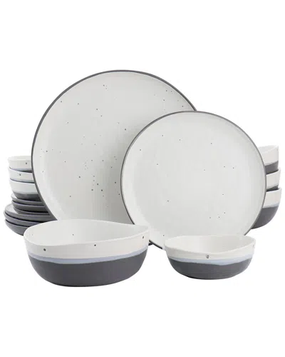 Gibson Elite Rhinebeck 16 Piece Round Stoneware Dinnerware Set In Gray