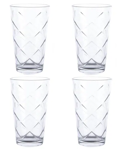 Gibson Home Lattice 4pc Glass Tumbler Set In Transparent