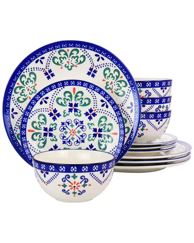 Laurie Gates Tierra Star 12pc Hand Painted Dinnerware Set In Multi