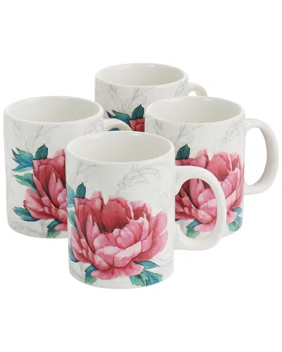 Martha Stewart Everyday Peony 4pc Fine Ceramic Mug Set In Multi